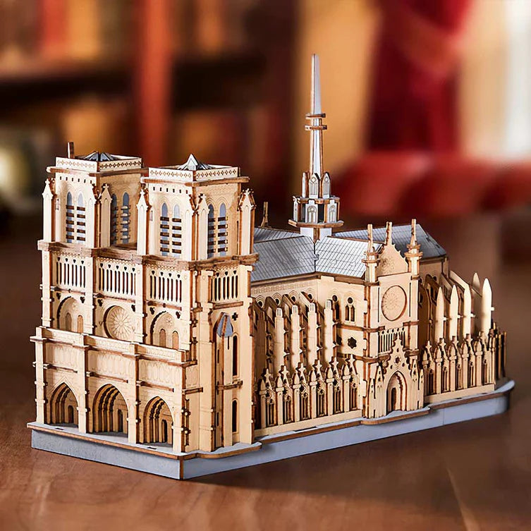 Notre Dame Paris Cathedral - Rompecabezas 3D - Maqueta de Madera ROWOOD