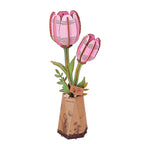 Flor de Tulipan Rosa - Maqueta de Madera - Robotime