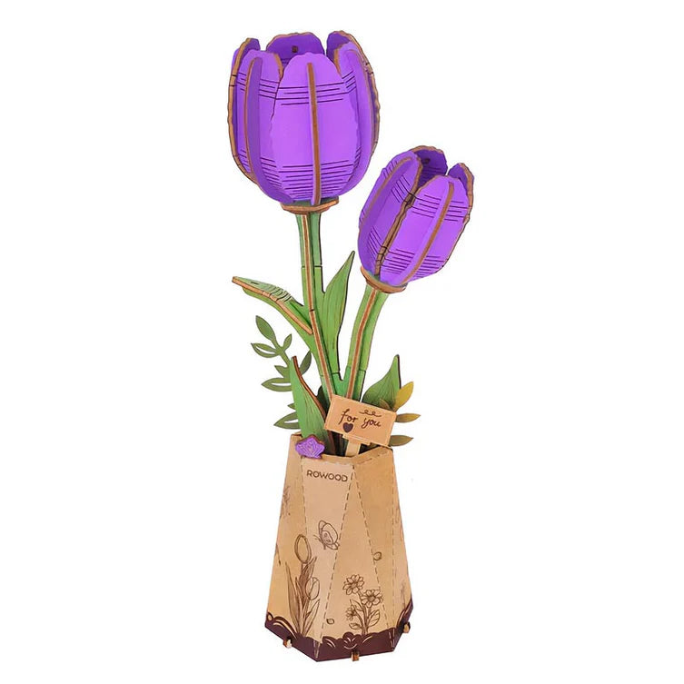 Flor de Tulipan Púrpura - Maqueta de Madera - Robotime