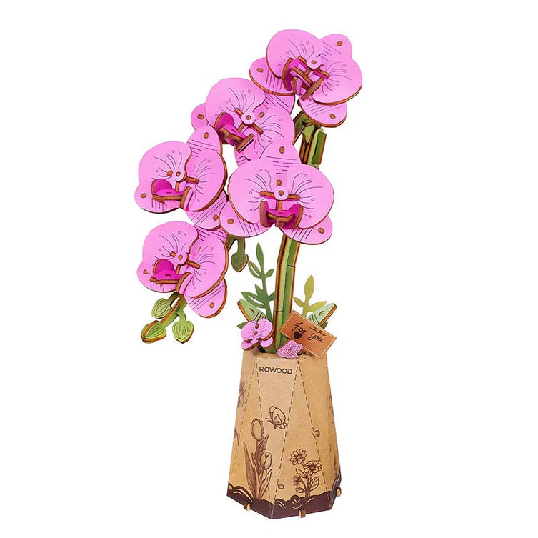 Flor de Orquídea Polilla Púrpura - Maqueta de Madera - Robotime