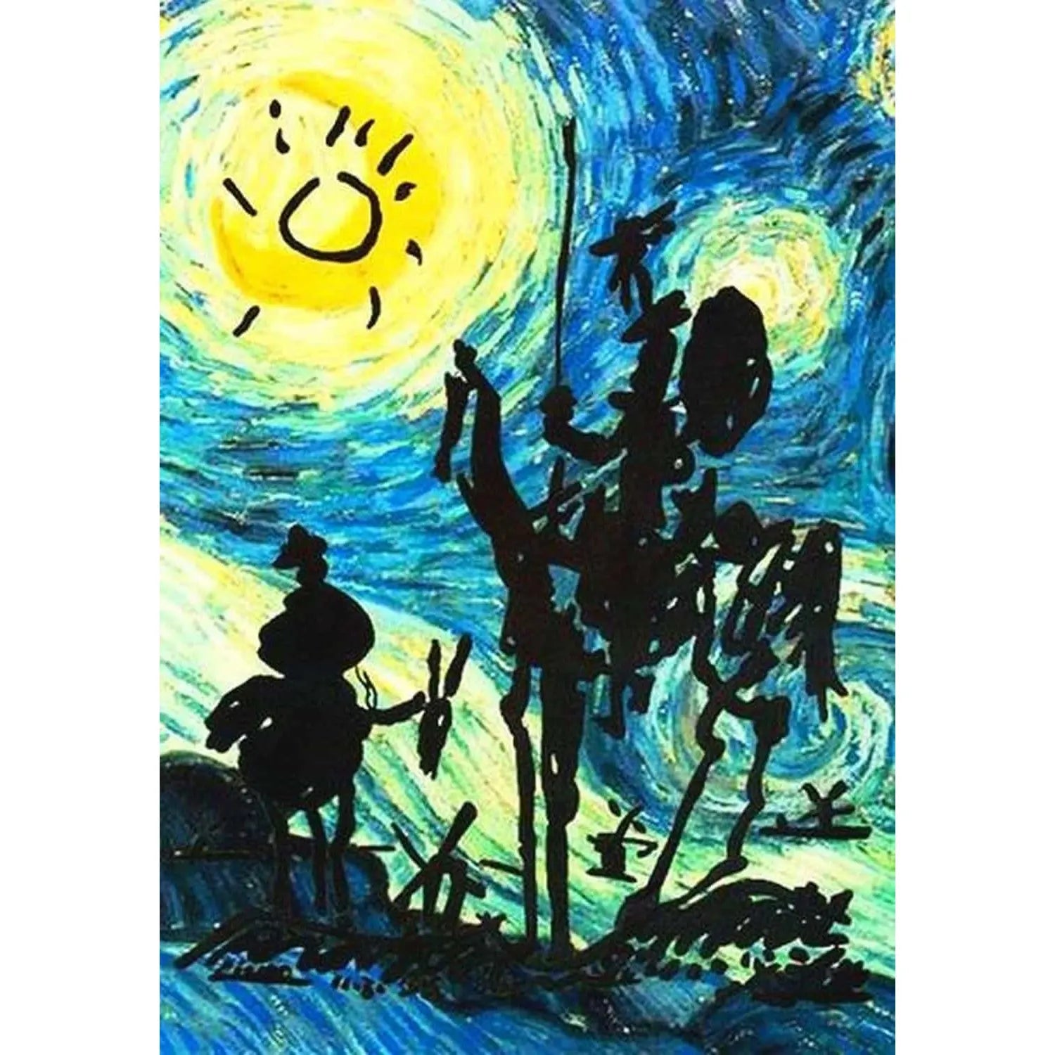 Pintura con diamantes Quijote y Sancho 30×40 con bastidor (diamante redondo)
