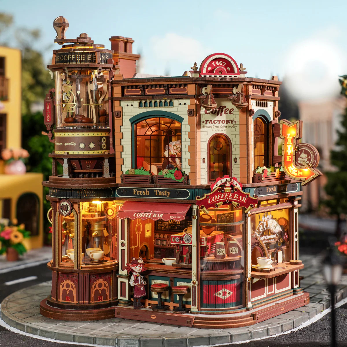 Dream Coffee Factory - Rompecabezas 3D - Maqueta de Madera ROKR
