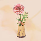 Pink Dahlia - Rompecabezas 3D - Maqueta de Madera Robotime