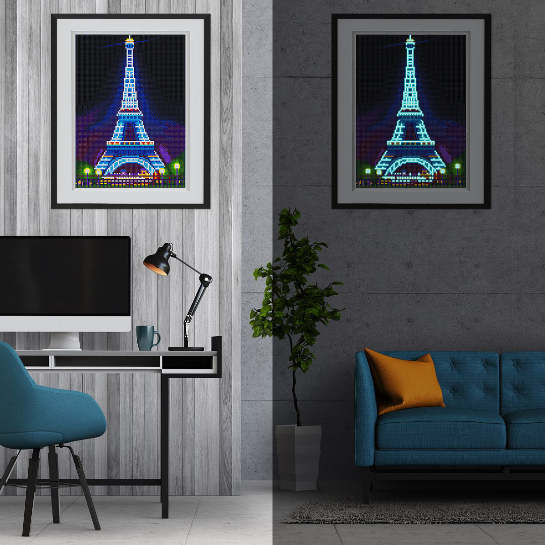 Torre Eiffel Brilla en la Oscuridad (30x40 cm) - Pinturas de Diamantes