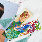 Pack 2 Marcadores de Libro - Mujer y Pavo Real - Pinturas de Diamantes