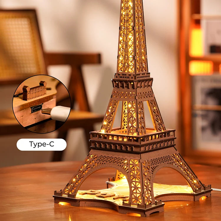 Eiffel LED - Rompecabezas 3D - Maqueta de Madera Rolife