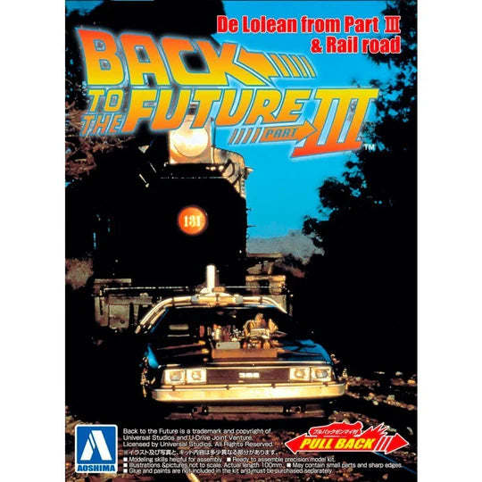BACK TO THE FUTURE III DELOREAN AND RAILROAD WHEELS PULL-BACK (1/43) - Model Kit - Aoshima