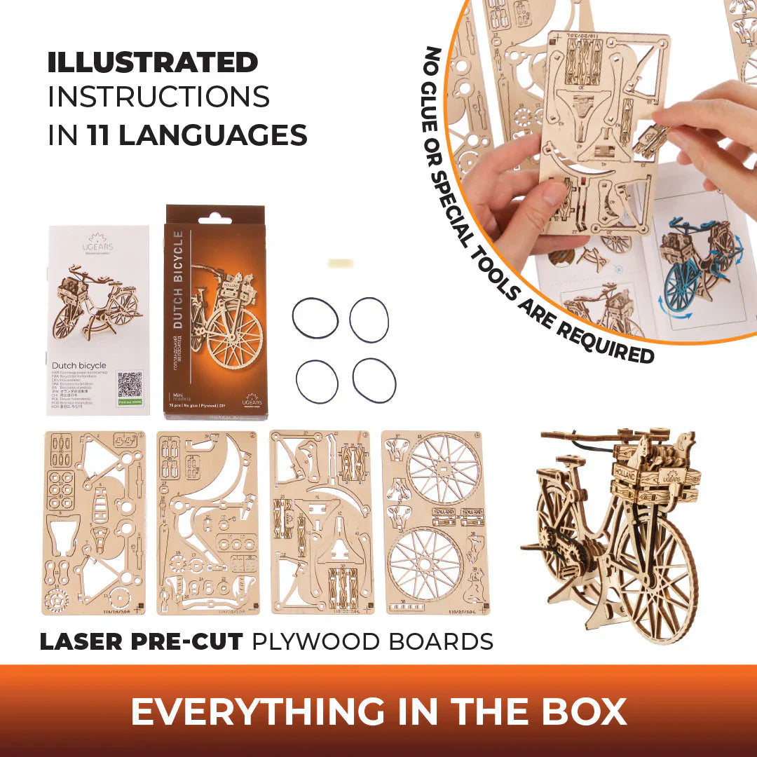 Dutch Bicycle (Bicicleta holandesa) - Puzle 3D de Madera - Ugears