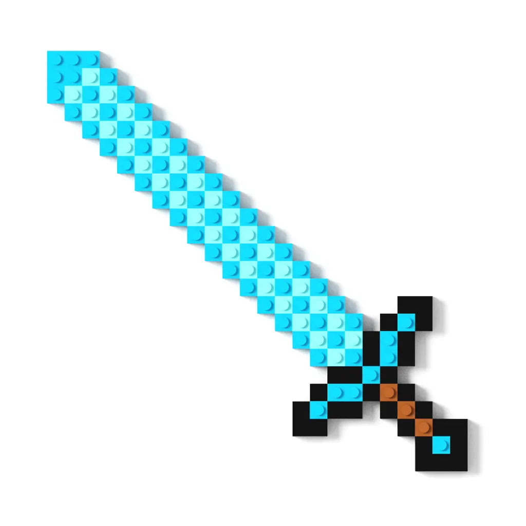 Espada de Diamante 2D 26cm x 9cm - Minecraft - Pix Brix – BlasterChile