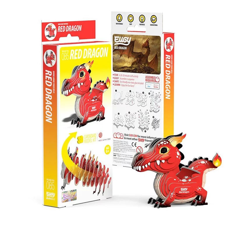 Dragón Rojo - Puzzle 3D de Cartón - Eugy Dodoland