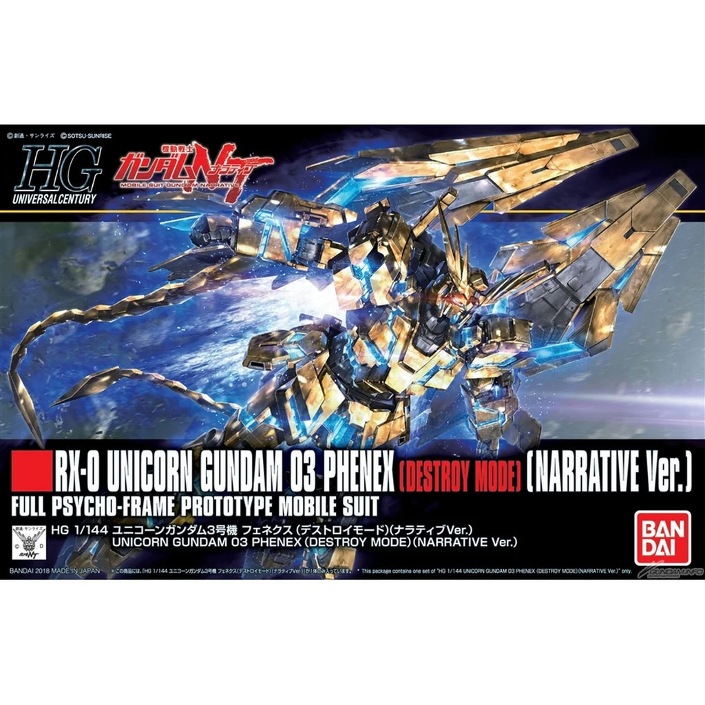 HGUC 1/144 UNICORN GUNDAM 03 PHENEX (DESTROY MODE) (NARRATIVE VER.) - Model Kit Articulado - Bandai