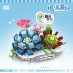 Blue Snow Lotus Potted - Armables con Bloques - Micro Block - LOZ