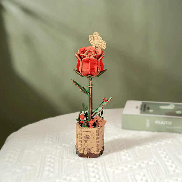 Rosa Roja - Rompecabezas 3D - Maqueta de Madera Robotime