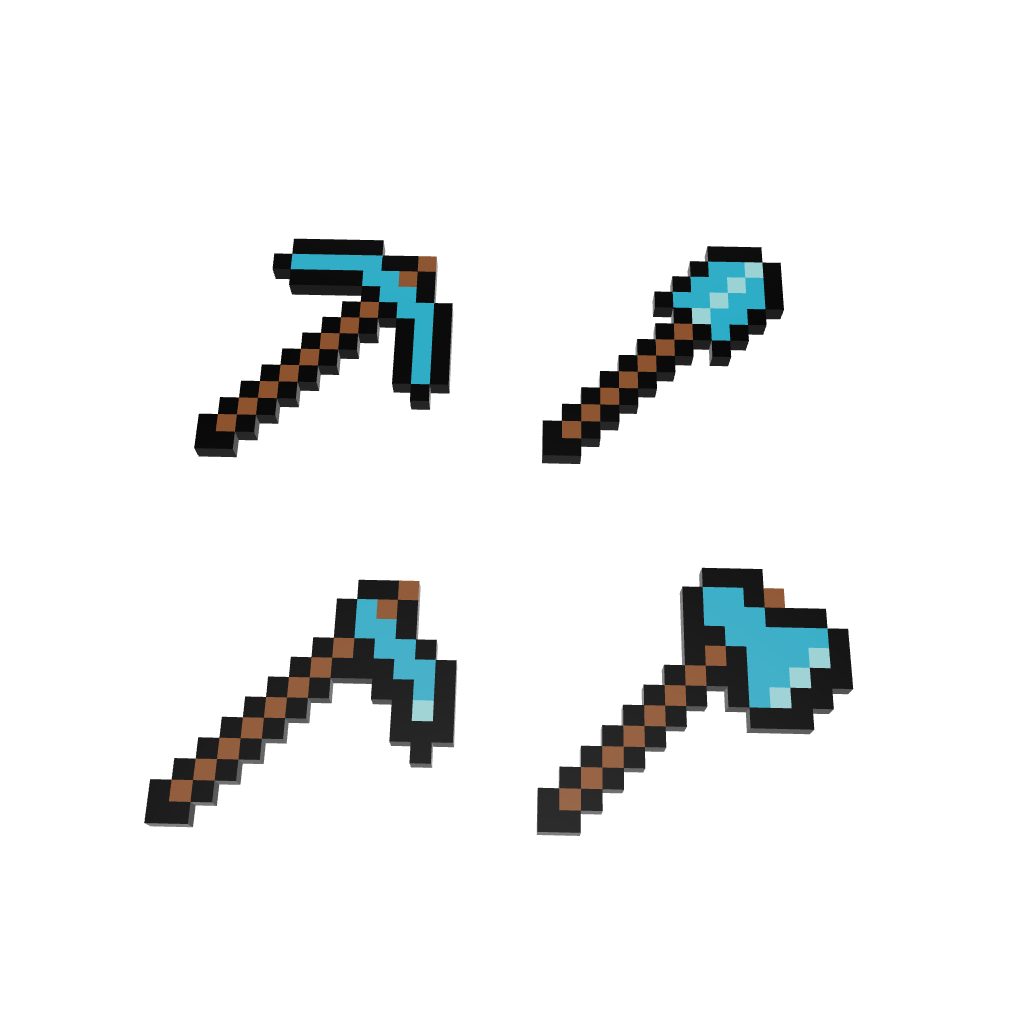 Herramientas Diamante Armable 3D - Minecraft - Pix Brix