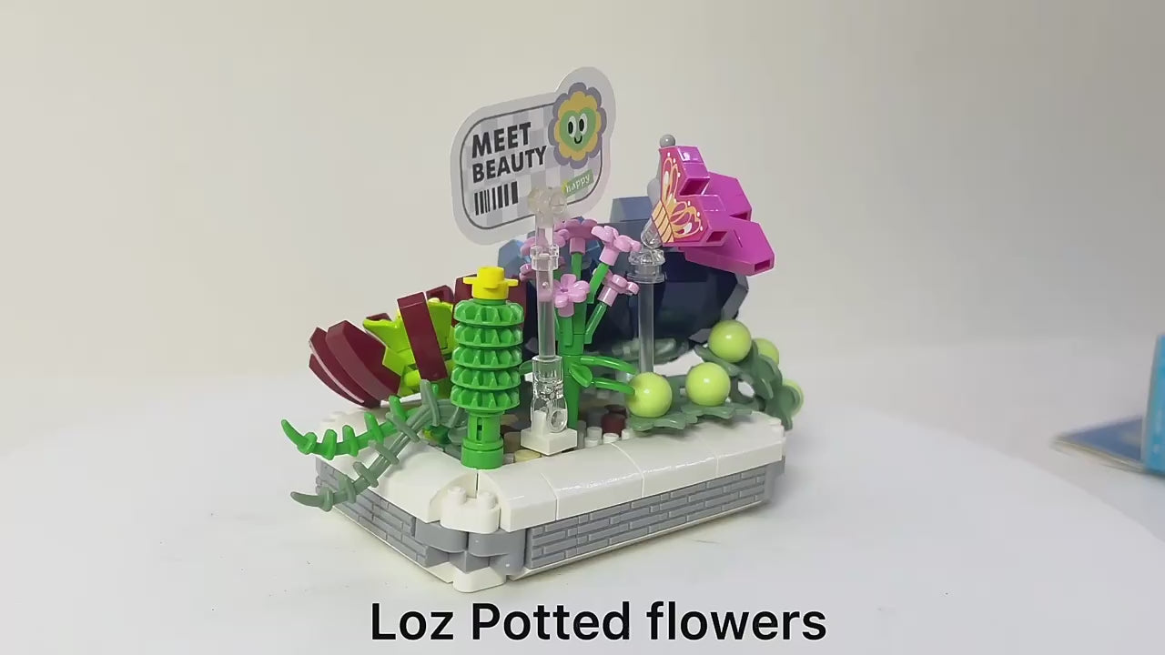 Blue Snow Lotus Potted - Armables con Bloques - Micro Block - LOZ