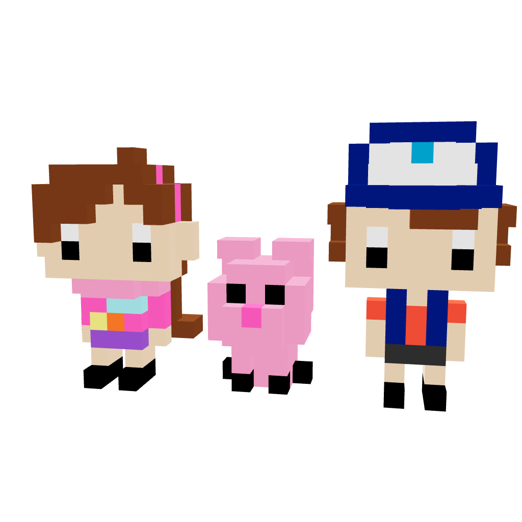 Mabel , Dipper y Pato Armable 3D - Gravity Falls - Pix Brix