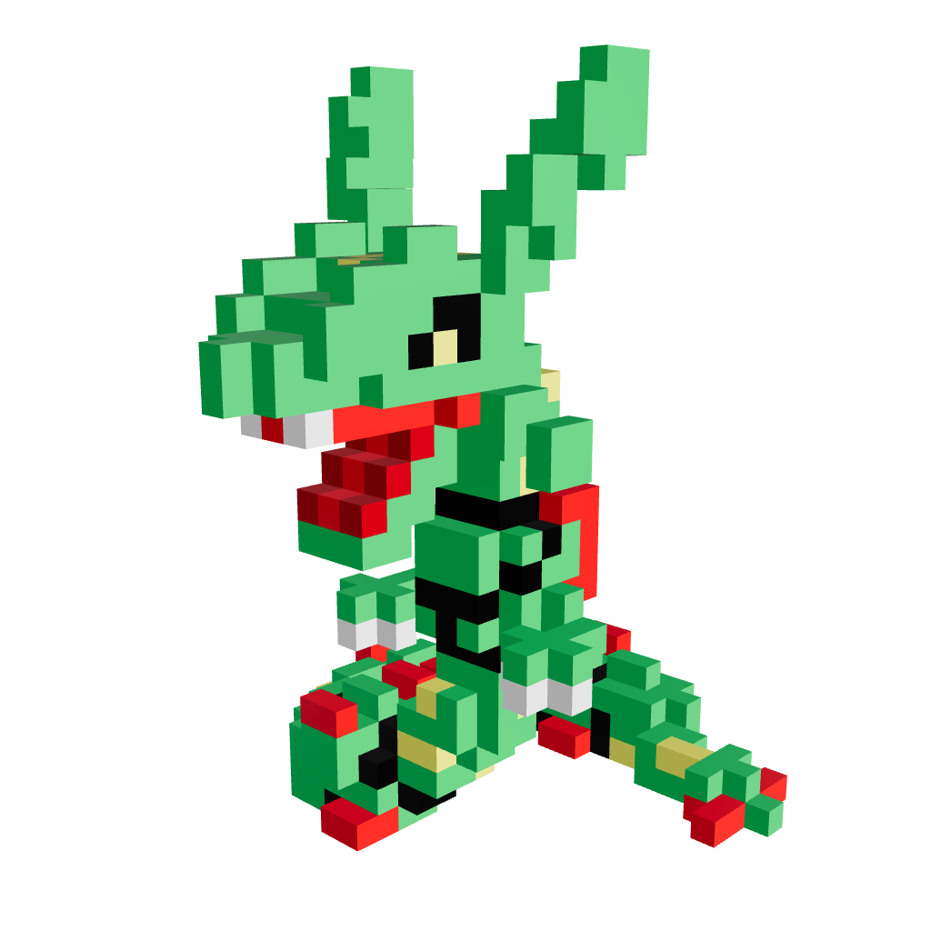 Rayquaza Armable 3D - Pokemon - Pix Brix