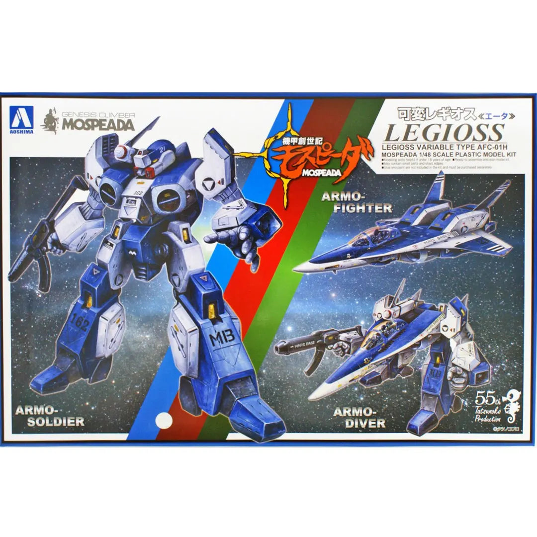 Guerrero Alfa Azul 1/48 - Legioss Type AFC-01H - Robotech Mospeada Model Kit - Aoshima