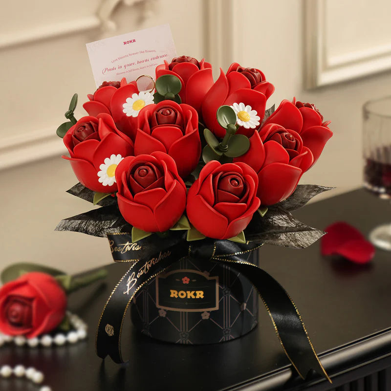 Ramo de Flores Rosas Rojas - Maqueta Armable - ROKR