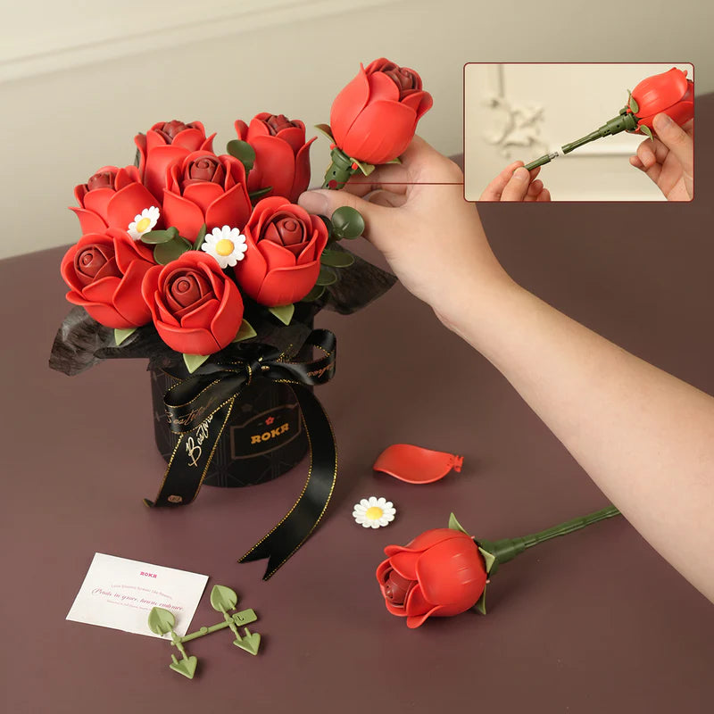 Ramo de Flores Rosas Rojas - Maqueta Armable - ROKR