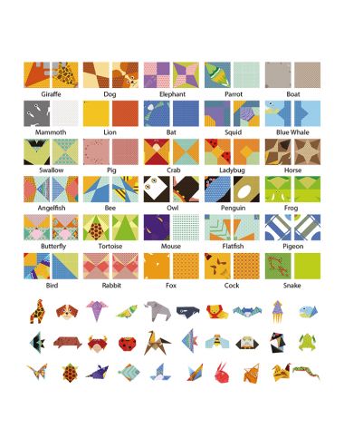 Kit de Origami Infantil Mundo Animal - 30 Animales - Origami