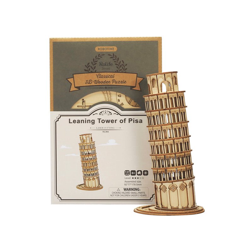 Torre inclinada de Pisa - Rompecabezas 3D - Maqueta de Madera Rolife