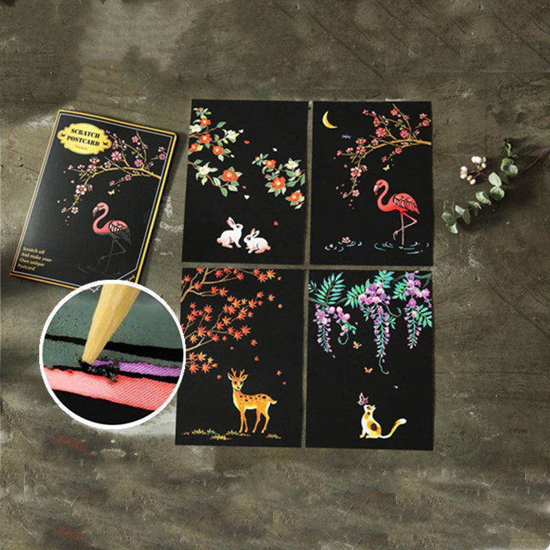 Kit Scratch Postales Animales - Scratch Art
