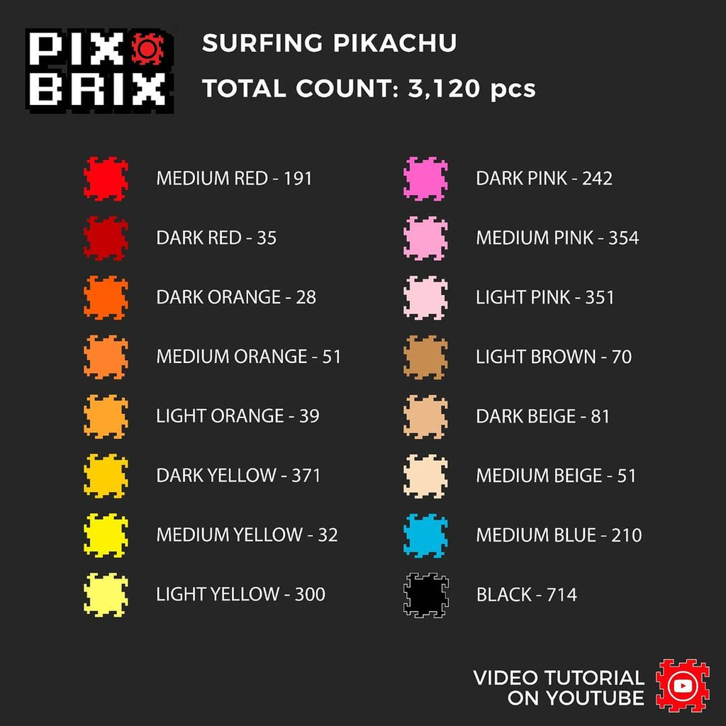 Surfing Pikachu Puzzle 2D - 38,6 x 51,8cm - Pokemon - Pix Brix