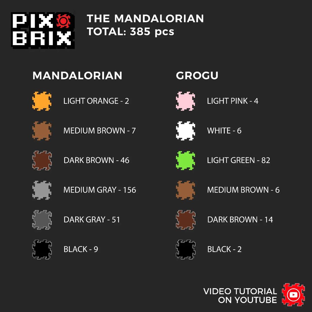 The Mandalorian y Grogu Armable 3D - Pix Brix