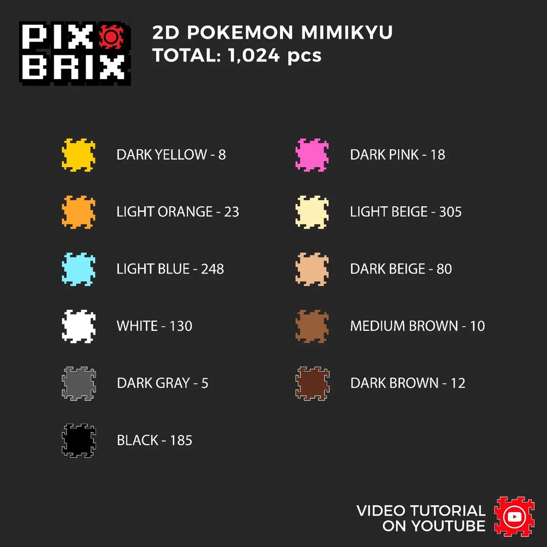 Mimikyu Puzzle 2D - 25.5 x 25.5cm - Pix Brix