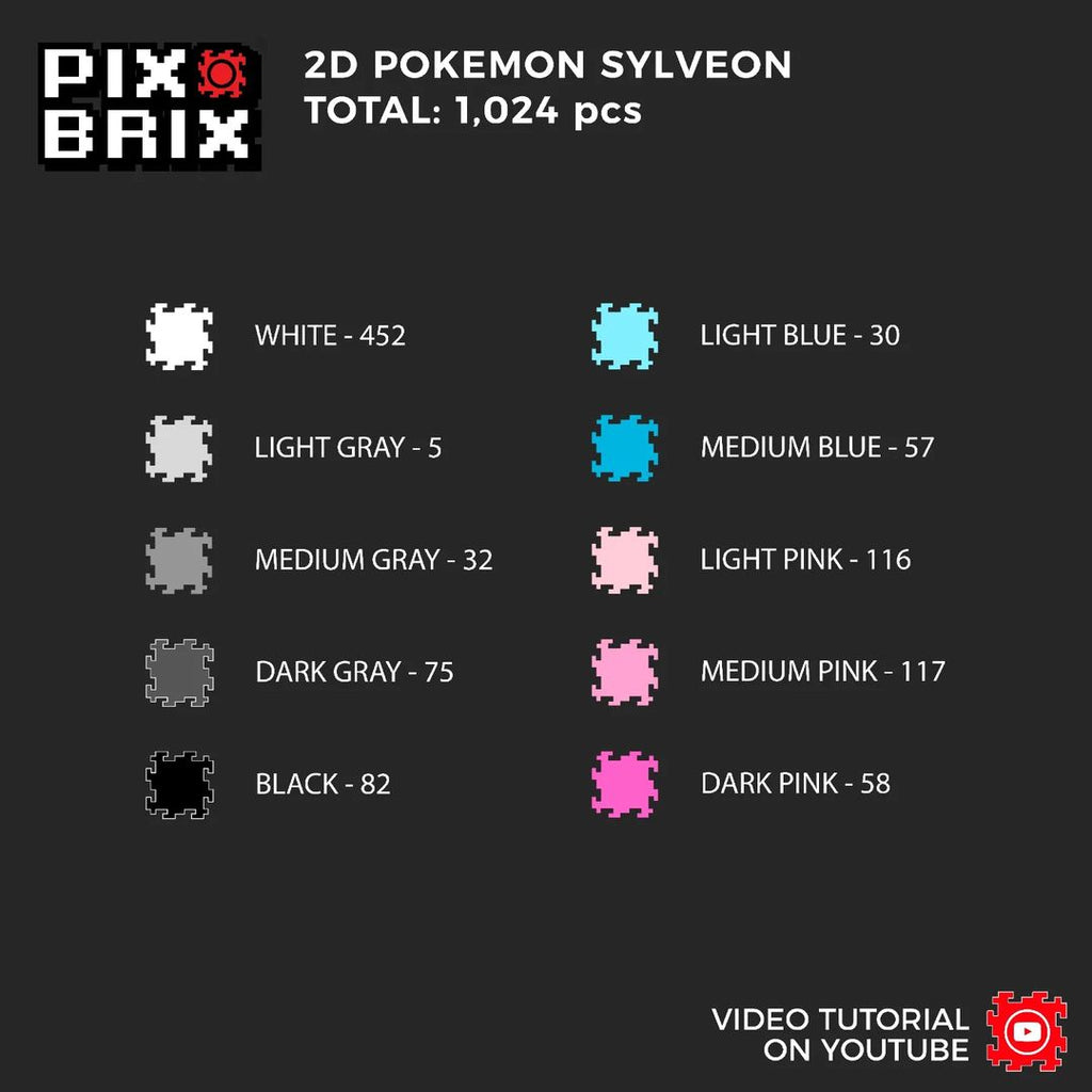 Sylveon Puzzle 2D - 25.5 x 25.5cm - Pix Brix