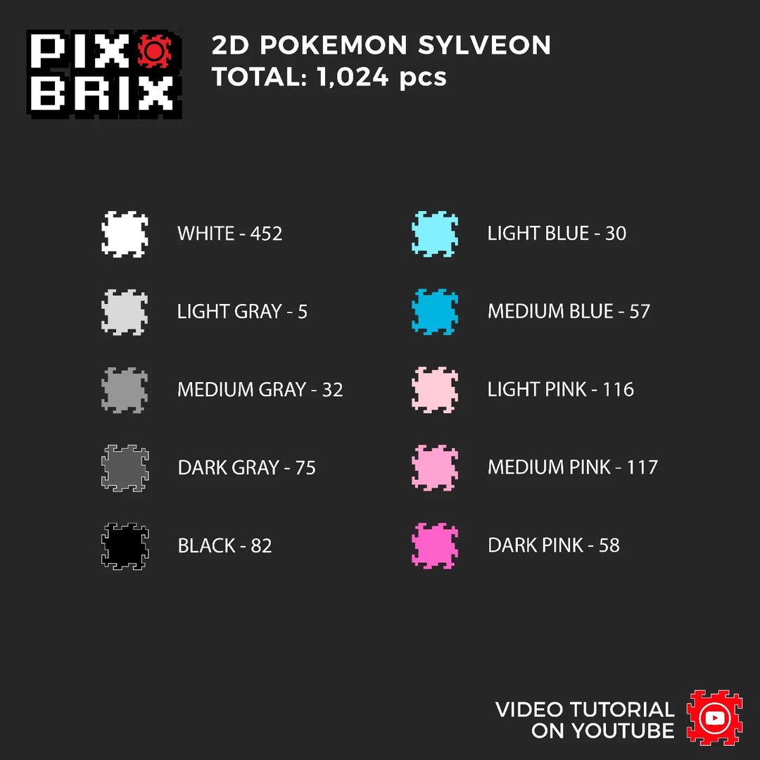 Sylveon Puzzle 2D - 25.5 x 25.5cm - Pix Brix