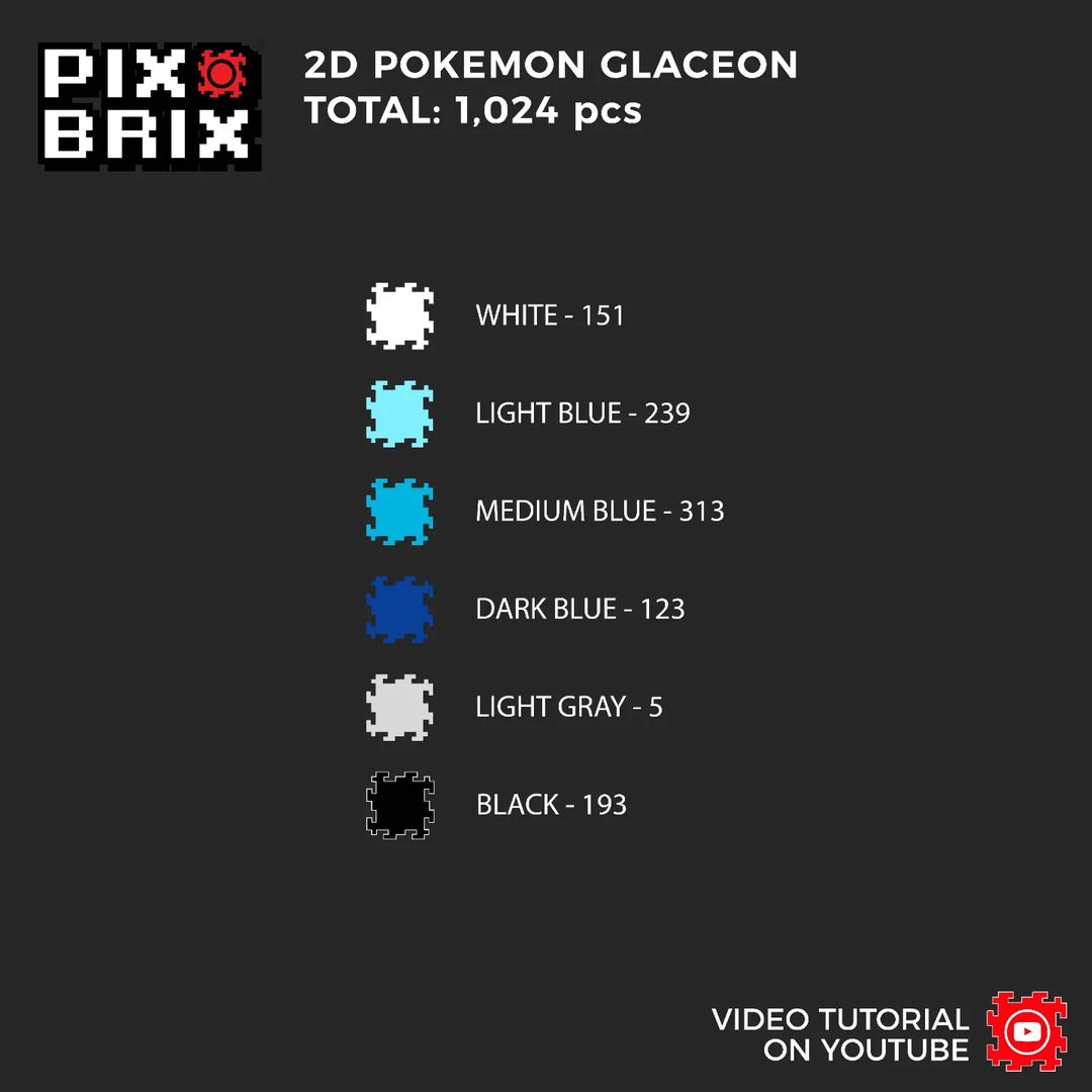 Glaceon Puzzle 2D - 25.5 x 25.5cm - Pix Brix