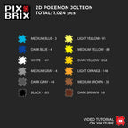 Jolteon Puzzle 2D - 25.5 x 25.5cm - Pix Brix