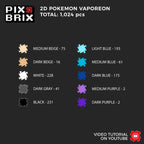 Vaporeon Puzzle 2D - 25.5 x 25.5cm - Pix Brix