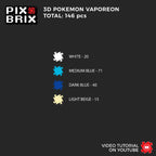 Vaporeon Pequeño Armable 3D - Pokemon - Pix Brix
