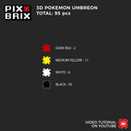 Umbreon Pequeño Armable 3D - Pokemon - Pix Brix