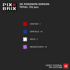 Espeon Pequeño Armable 3D - Pokemon - Pix Brix