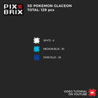 Glaceon Pequeño Armable 3D - Pokemon - Pix Brix