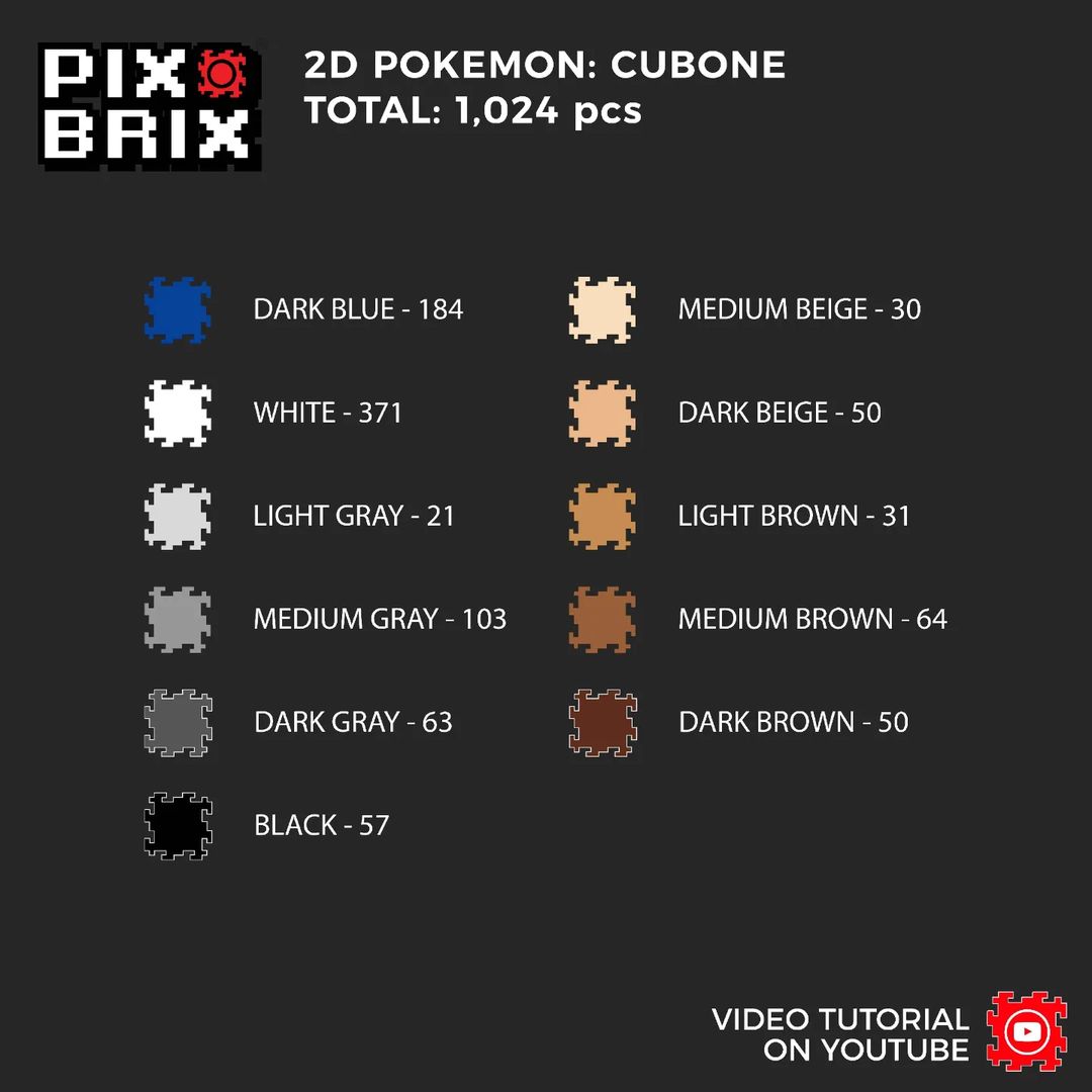 Cubone Puzzle 2D - 25.5 x 25.5cm - Pix Brix