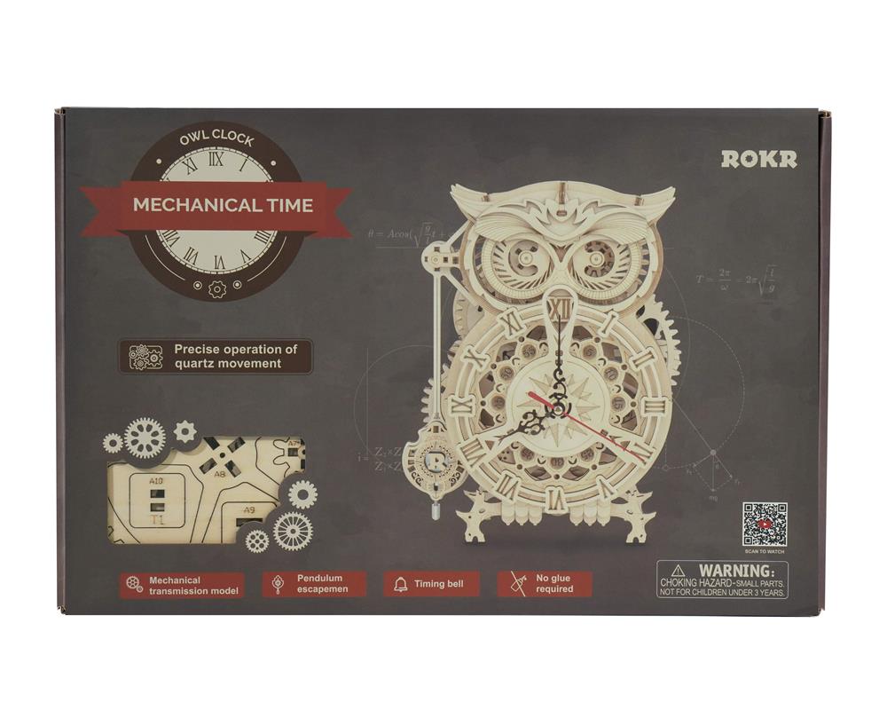 Reloj de Búho - Rompecabezas 3D - Maqueta de Madera ROKR