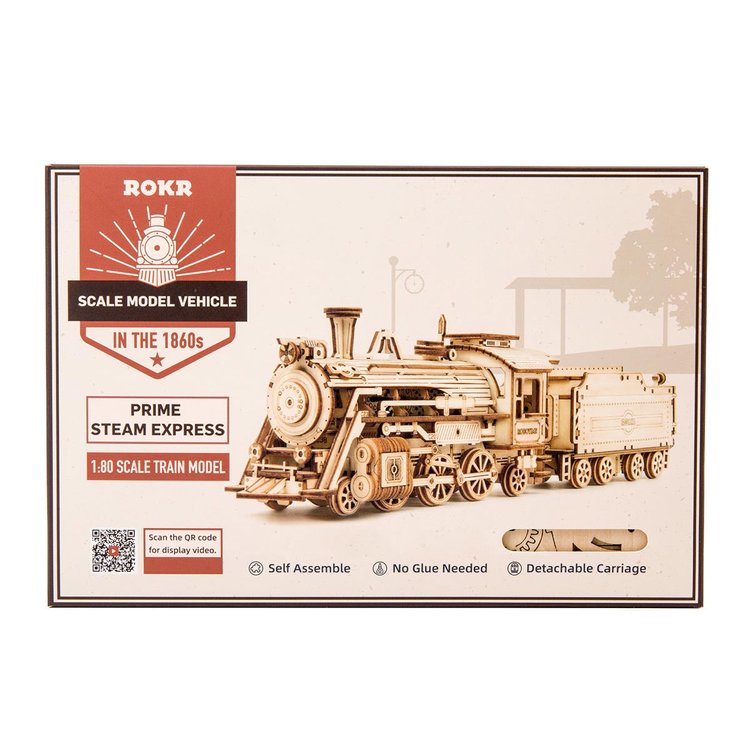 Prime Steam Express Train - Rompecabezas 3D - Maqueta de Madera Rolife