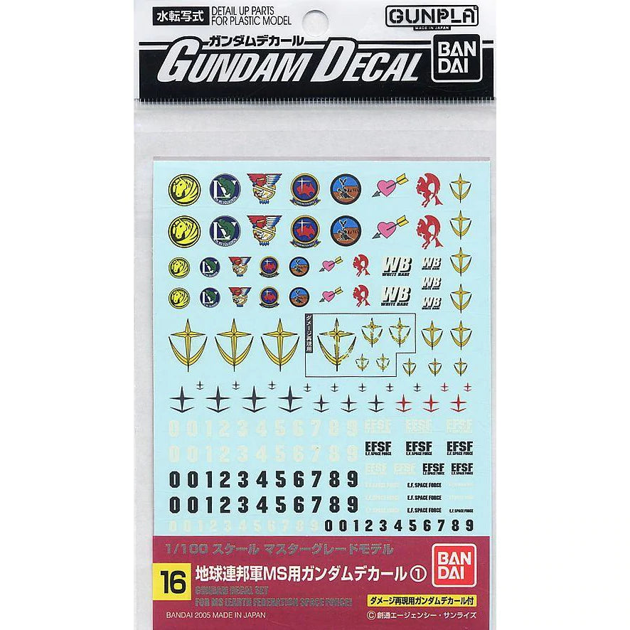 GUNDAM DECAL 16 MG MULTIUSE - FEDERATION - Model Kit Articulado - Bandai