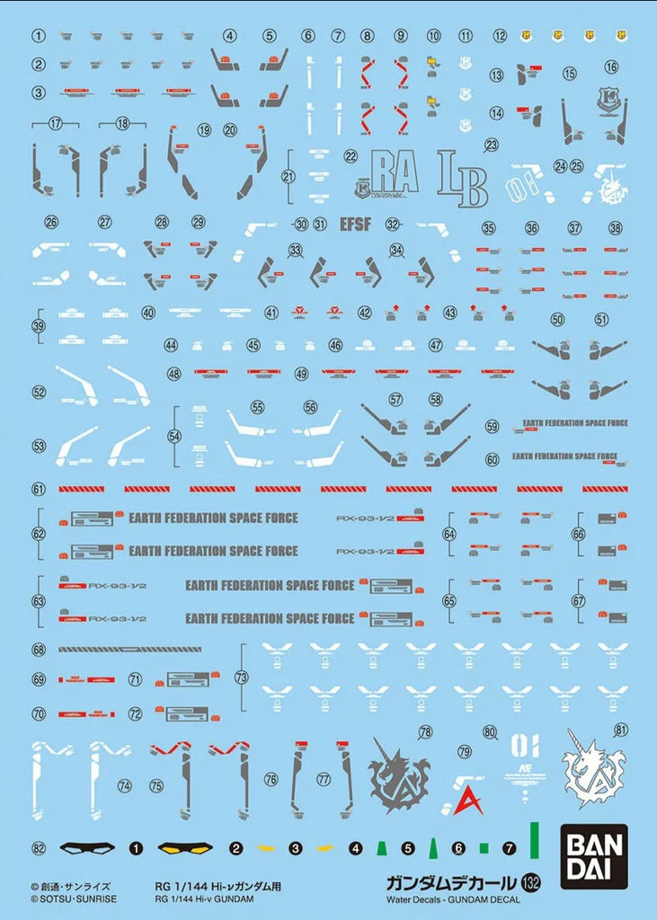 GUNDAM DECAL 132 RG 1/144 Hi-V GUNDAM - Model Kit Articulado - Bandai