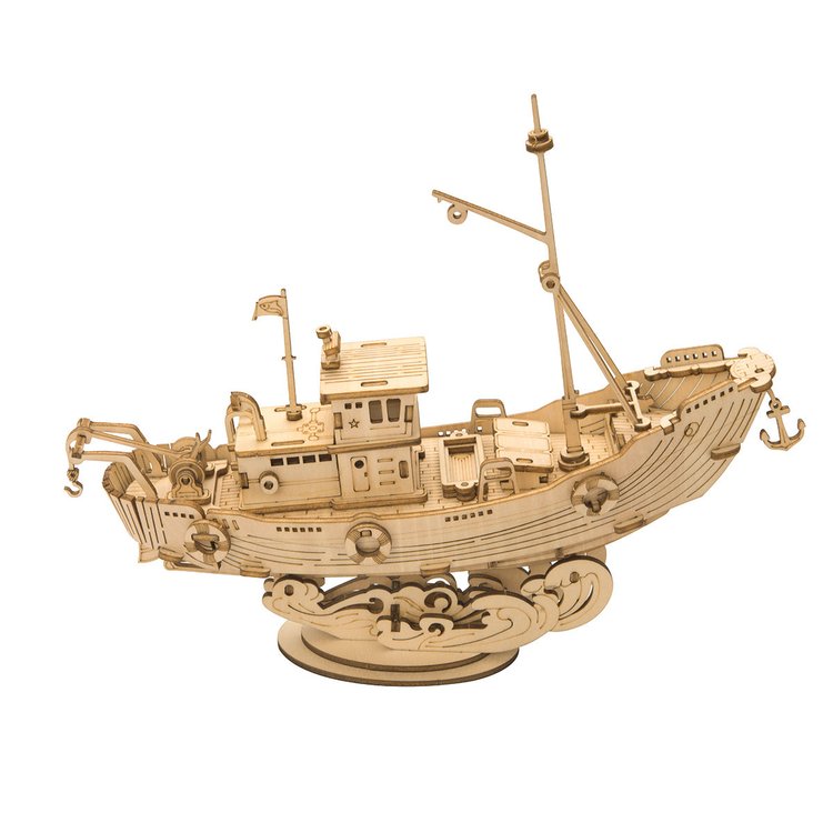 Barco de Pesca - Rompecabezas 3D - Maqueta de Madera Rolife