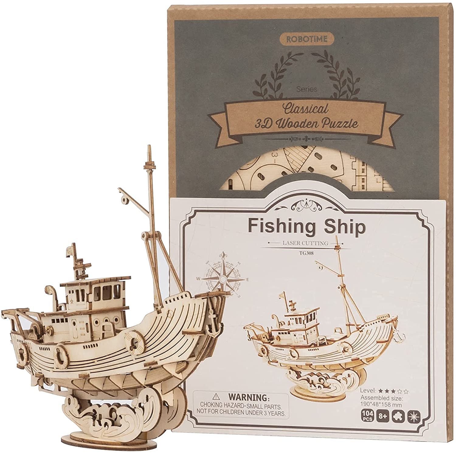 Barco de Pesca - Rompecabezas 3D - Maqueta de Madera Rolife