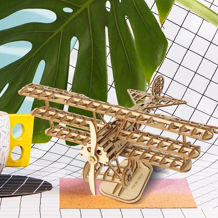 BI-PLANE - Rompecabezas 3D - Maqueta de Madera Rolife