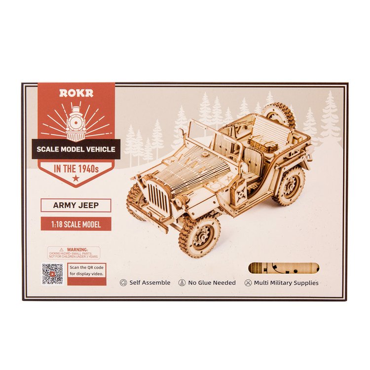 Army Jeep - Rompecabezas 3D - Maqueta de Madera Rolife