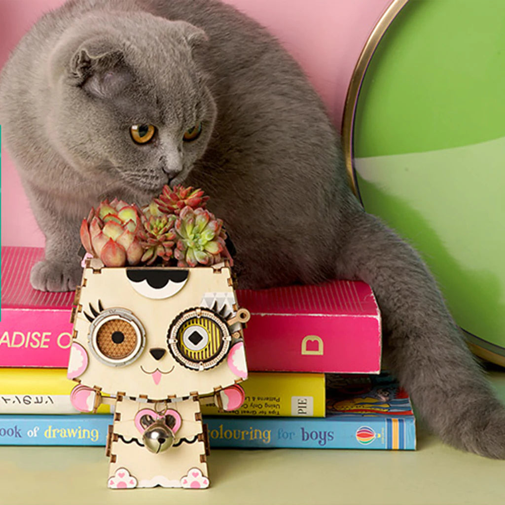 Pot Kitty - Macetero de Gato - Maqueta de Madera