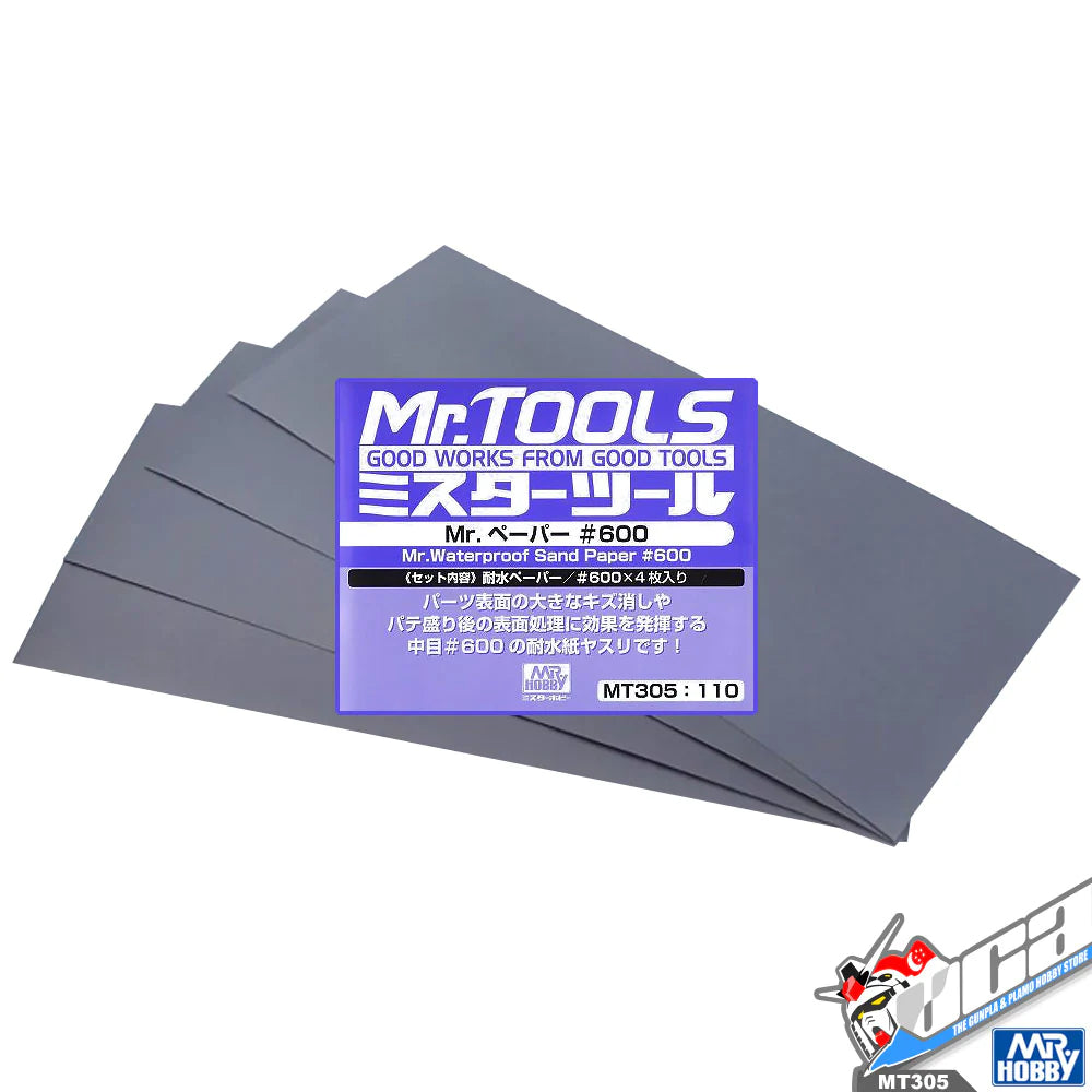 MT305 Mr.Waterproof Sand Paper #600 (4 Pcs) - Mr.Hobby - GSI